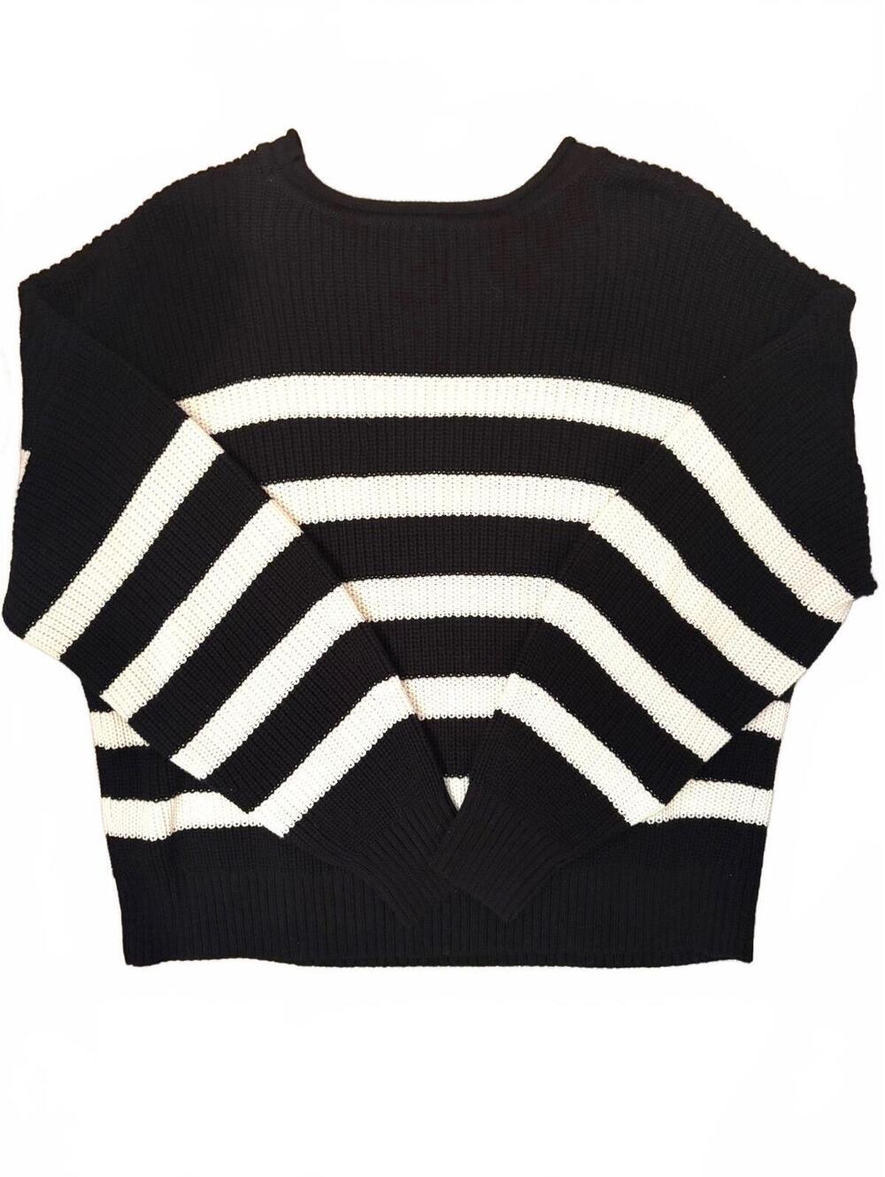 GAP Black and White Striped Cotton Knit Sweater XXL #fall #dropsleeve #versatile
